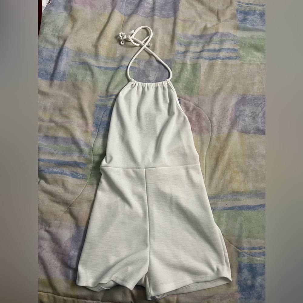 White backless romper